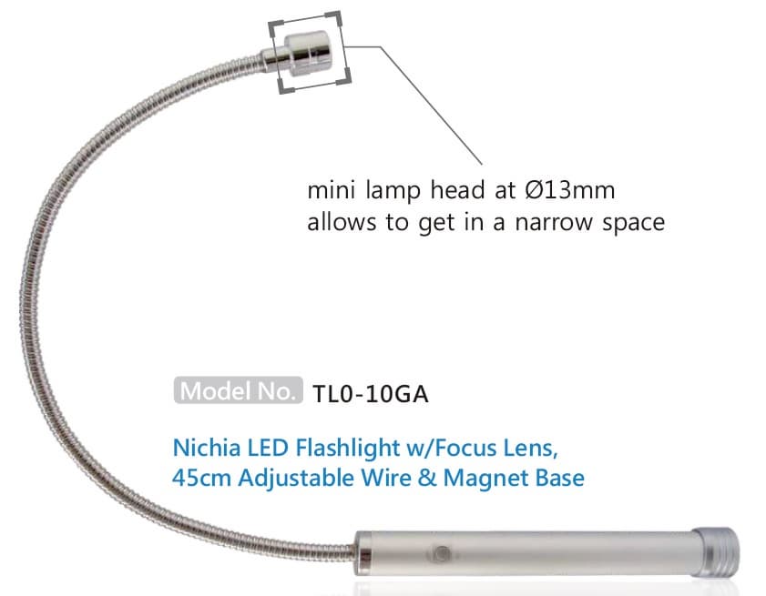 Nichia LED Flashlight with 45cm Adjustable Wire_ Magnet Base